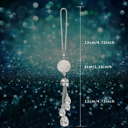 Bling Car Accessories for Women and Men - Cute Decor, Lucky Crystal Sun Catcher Ornament, Rear View Mirror Ball Charm