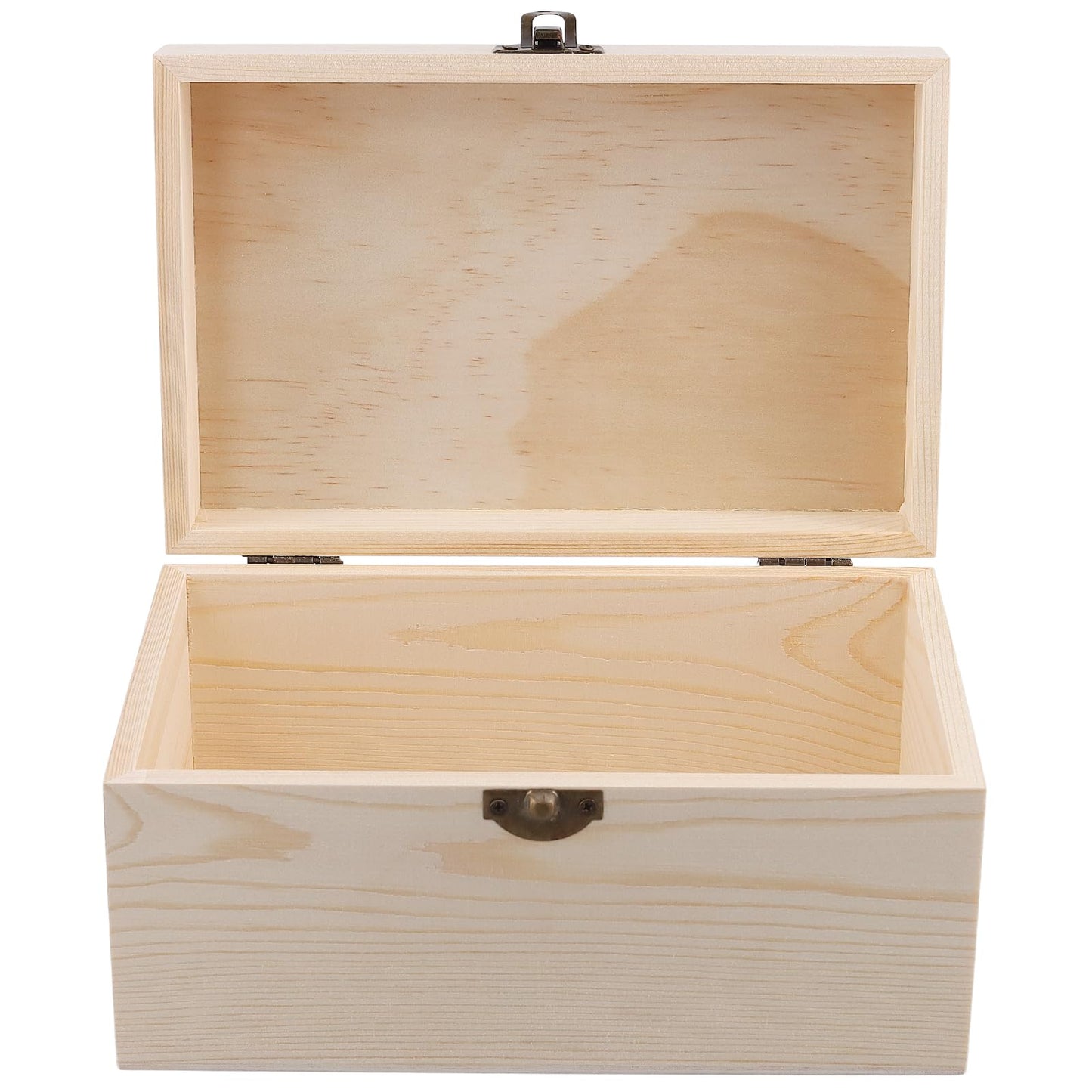 FUNSUEI 4 PCS 7.9 x 5.1 x 3.9 Inch Wooden Box with Hinged Lid, Unfinished Wood Box, Wooden Boxes for Crafts for Jewelry, DIY Craft, Storage, Gift