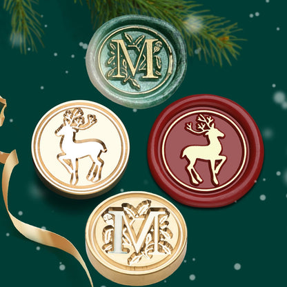 Joyeee Wax Seal Kit with Gift Box, Vintage Removable Brass Thank You, Elk and Letter M Wax Seal Stamp Head, Wax Beads, Metal Handle etc, Suit for Gift, Craft, Cards Envelopes, Medieval Classic