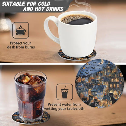FOR U DESIGNS Set 6 Halloween Drink Coasters - of Water Absorbing Outdoor Table Coasters