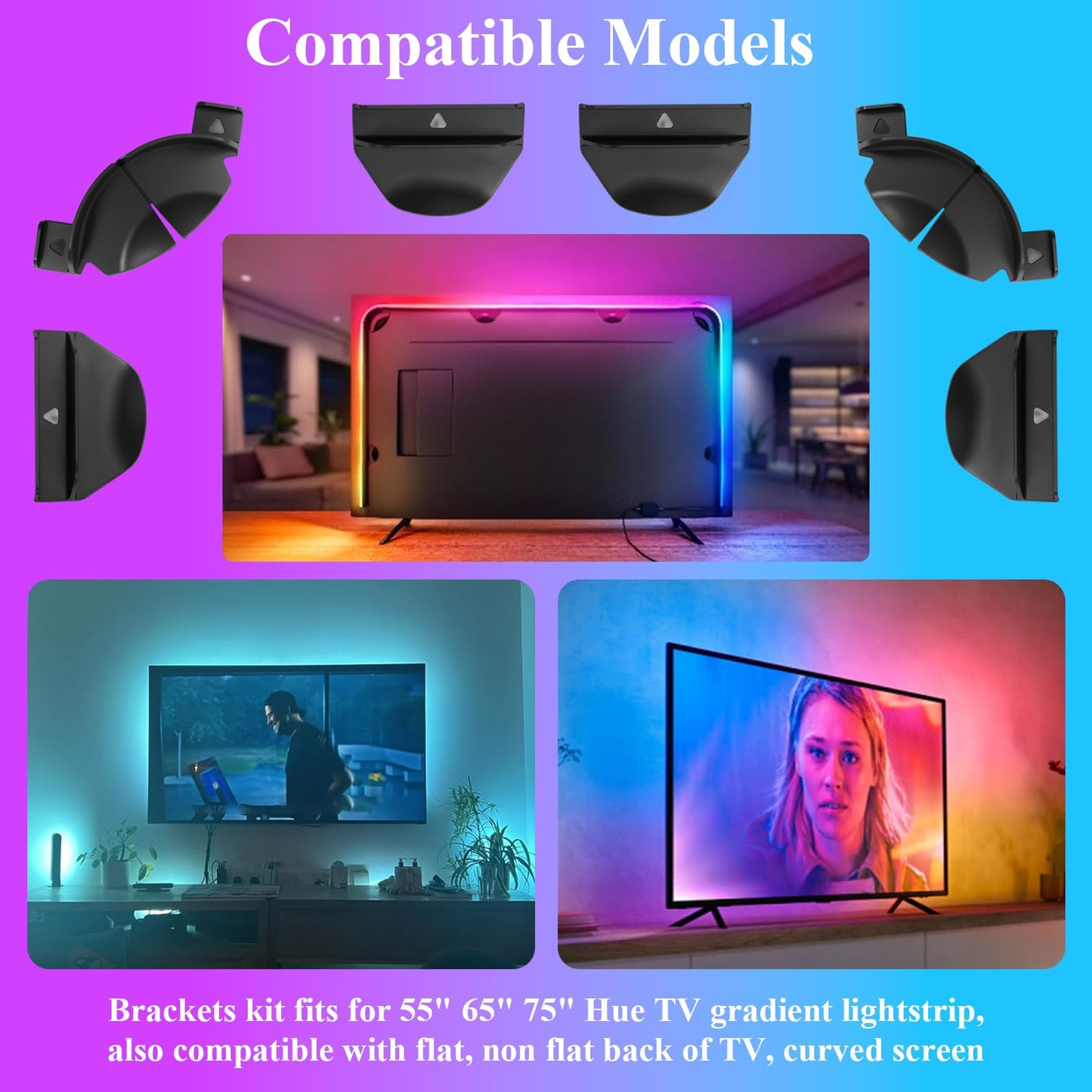 Upgraded Brackets Set fits Philips Hue Play Gradient Light Strip
