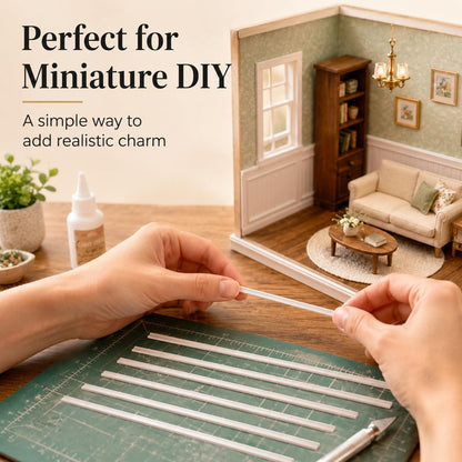DECHOUS 8Pcs Miniature Dollhouse 1:12 Scale Wall Moulding Trim Peel and Stick White Wall Door Molding Trim Self Adhesive Dollhouse Decoration DIY Accessories