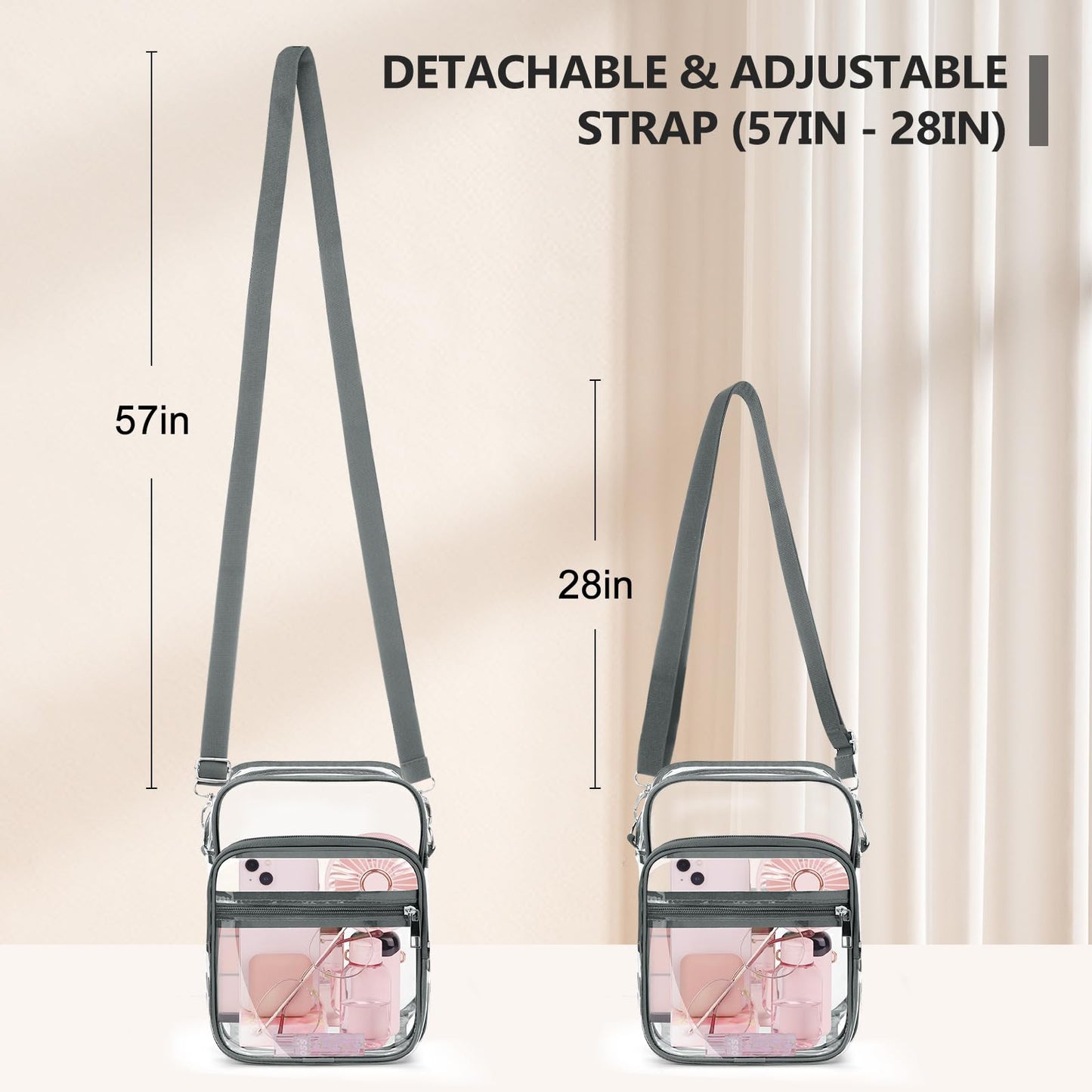 Blvornl Clear Crossbody Bag with Adjustable Shoulder Strap, Stadium Approved PVC Purse Bag, Messenger Bag