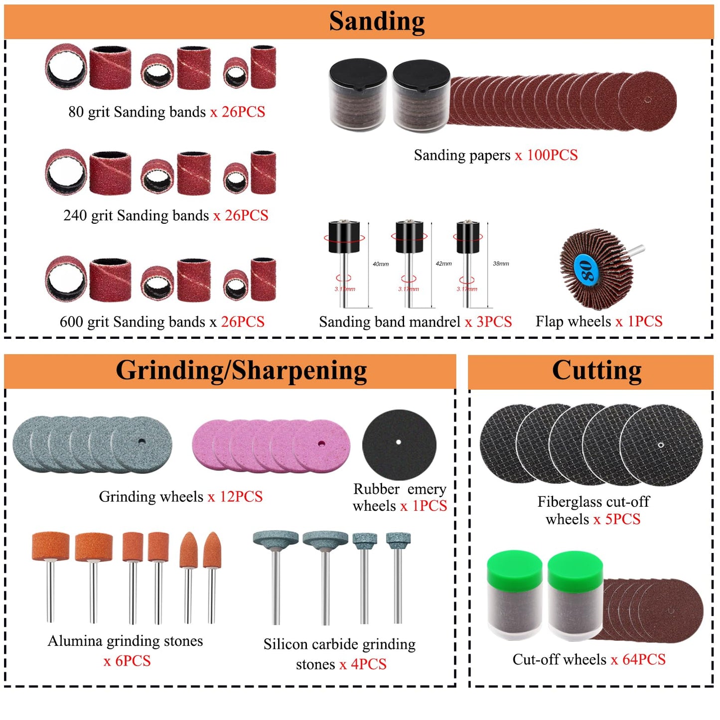 Sunxeke 318PCS Rotary Tool Accessory Kit with Sanding Drum,1/8inch Shank Universal Fit for Most Rotary Tools,Bits for Sanding, Polishing, Cutting,Drilling,Engraving,Grinding,Woodworking,DIY