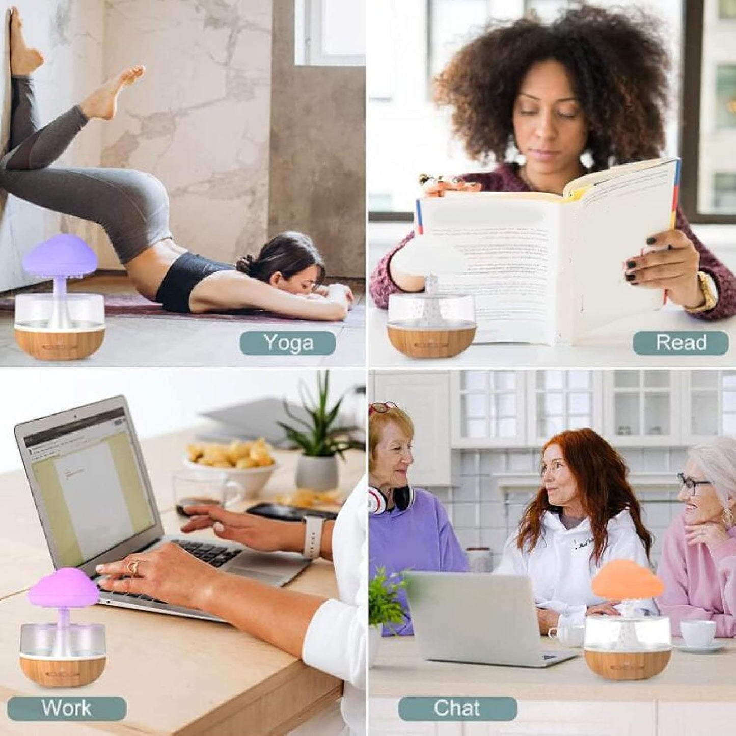 Rain Clouds Humidifier, Micro Humidifier Water Drip Essential Oil Diffuser with 7 LED Light for Home Office Bedside