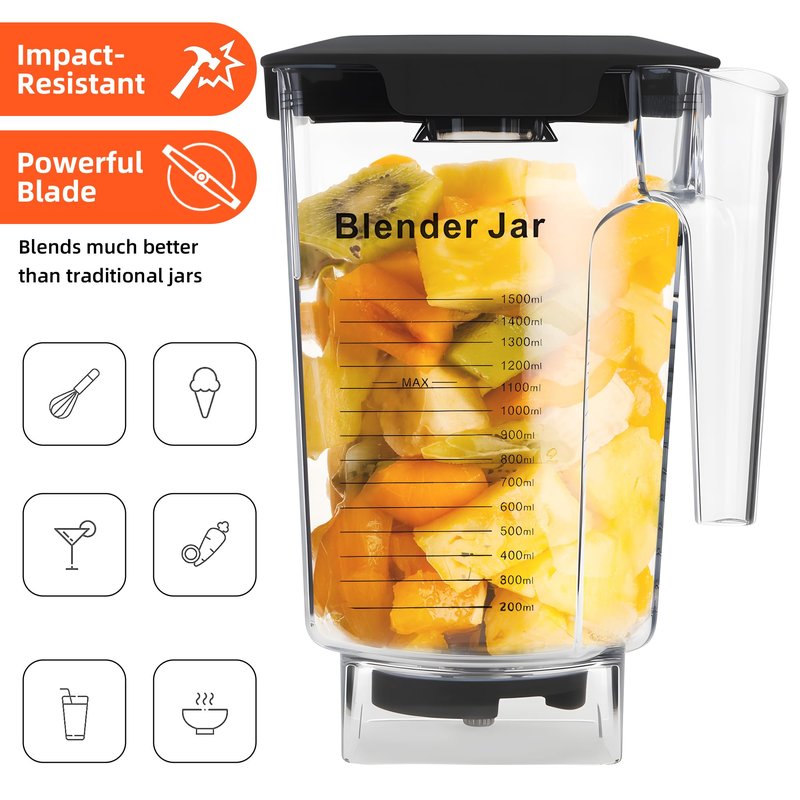 90 oz Replacement Jar Compatible with Blendtec Blender, Container Pitcher Fits All Consumer and Commercial Models, Includes Blade and Lid