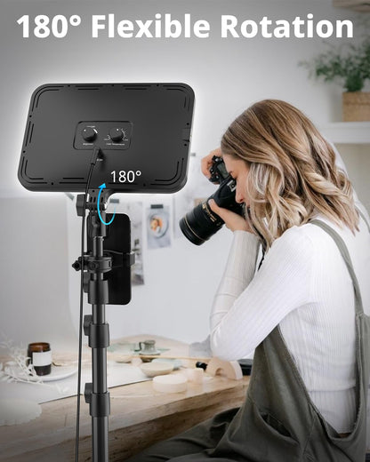 UBeesize 2 Pack LED Video Light Kit, Photography Lighting, 13" Studio Lights with 65" Tripod Stand and Phone Holders, Podcast Lighting for Video Recording,Tiktok,YouTube