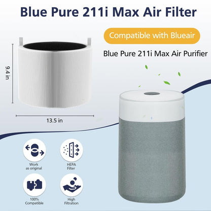211i Max Replacement Filter Compatible with Blue Pure 211i Max Air Purifier, HEPA and Activated Carbon Replacement Filter, 1 Pack