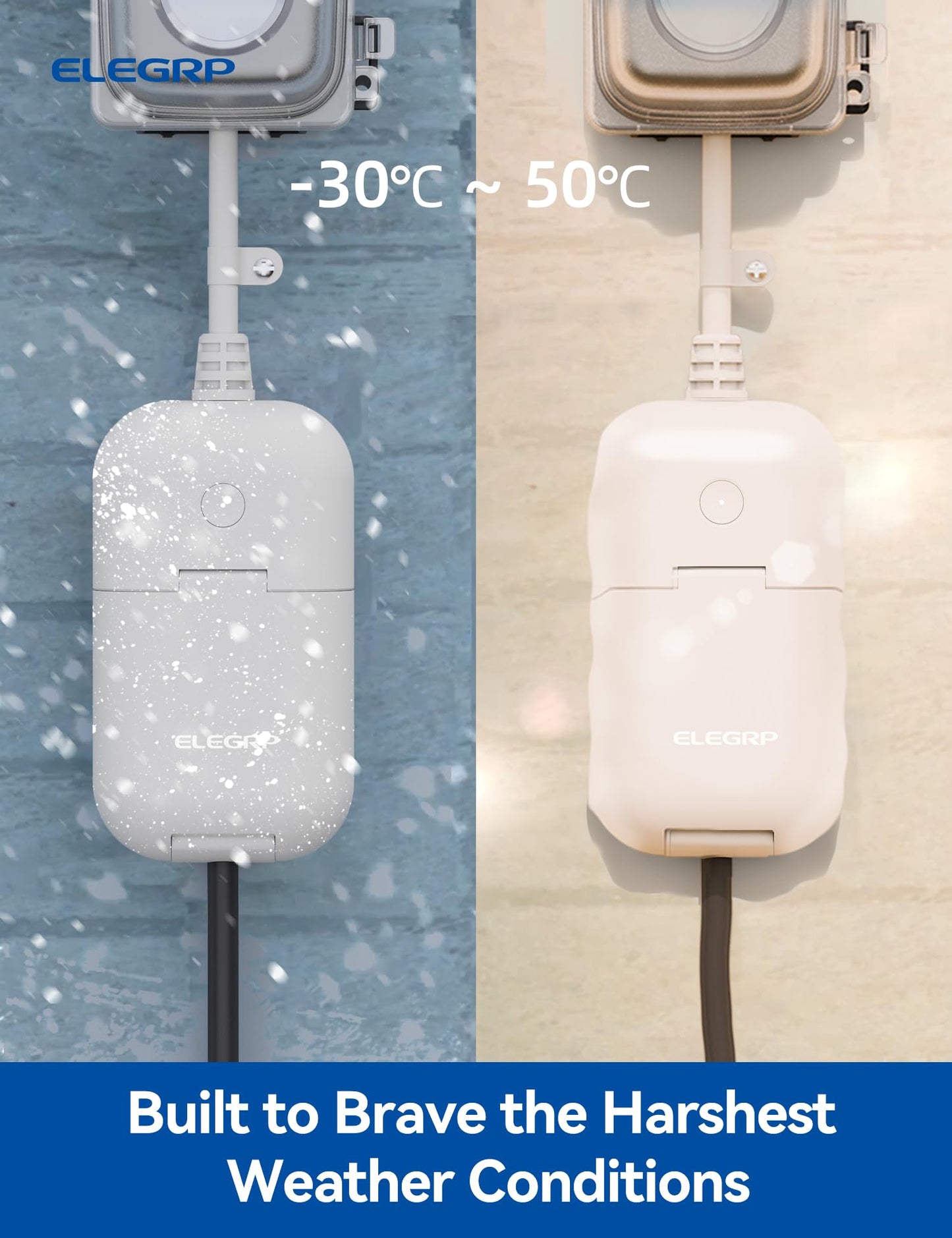 ELEGRP PQR20 Outdoor Smart Plug Waterproof IP66, WiFi Plug with 2 Individually Sockets, Compatible with Alexa & Google Assistant, Smart Outdoor Outlet for String Lights, UL Certified, 2 Pack, Black