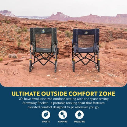 GCI Outdoor Stowaway Rocker - Comfortable Folding Chair in Varsity Red/Gray for Easy Transport