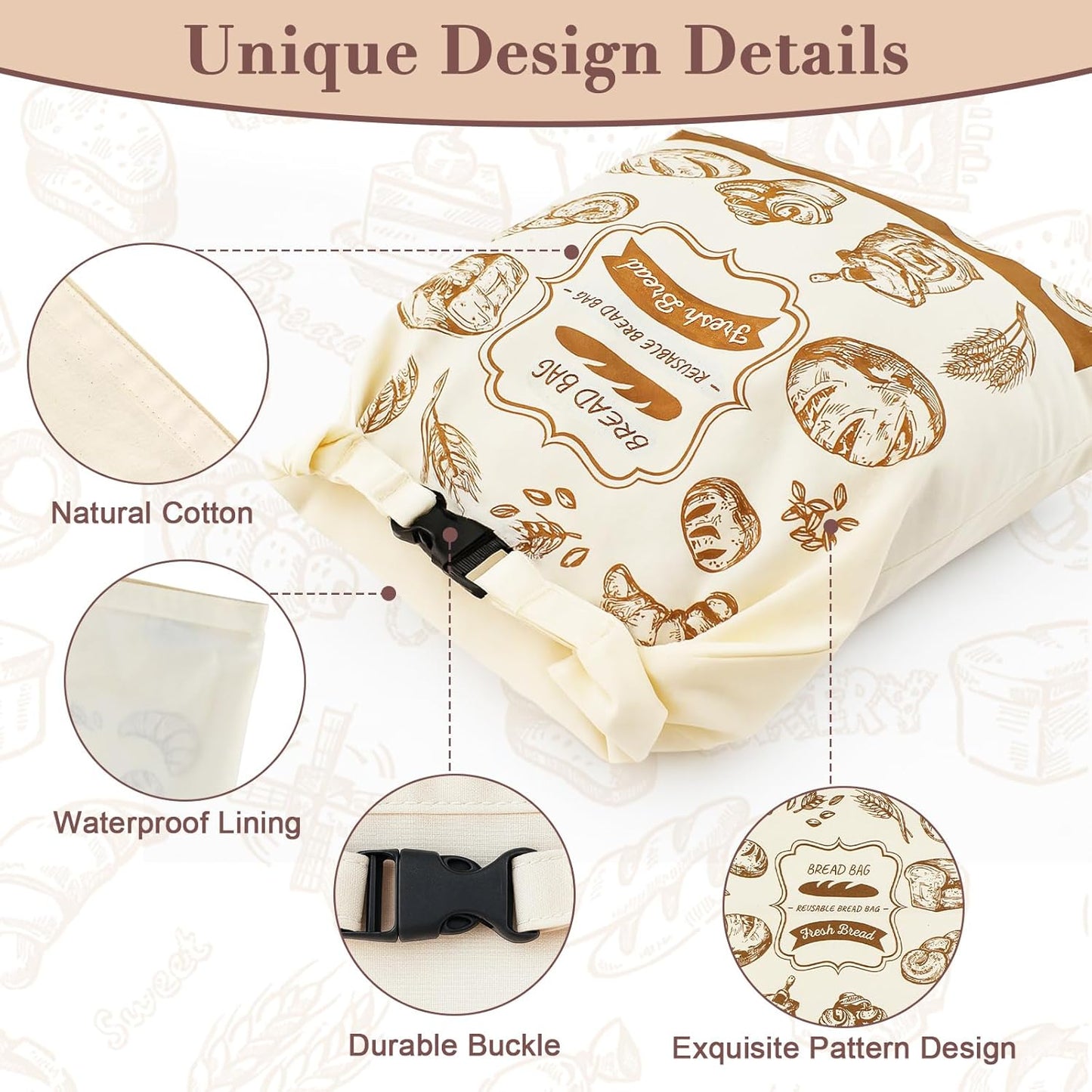 16"x12.5" 1 Reusable Bread Bags for Homemade Bread, Sourdough Bags with Foodgrade TPU Lining, Cotton Bread Bag