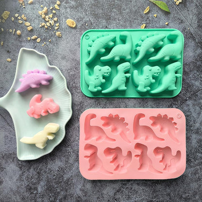 3 Packs Dinosaur Silicone Molds 8 Cavity 3D Dinosaur Baking Mould Cute Animal Themed Chocolate Mold for Cake Topper Candy Dessert Cookies Handmade Soap Craft DIY
