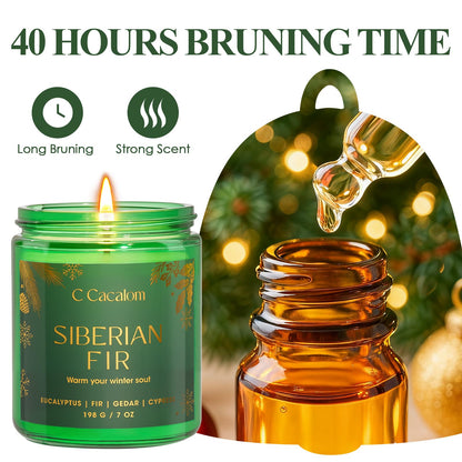 Christmas Soy Candles for Christmas Home Decor Non-Toxic Aromatherapy Scented Candles for Holiday Christmas Gifts, Cozy Cute Jar Candle, Winter Candle for Women Men, Siberian Fir Candle