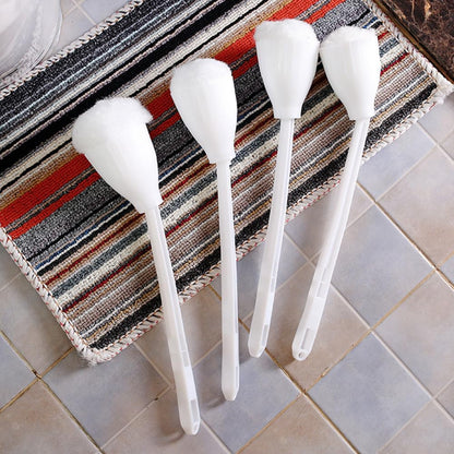 Abaodam White Toilet Brush Cleaners, Soft Toilet Bowl Brush Mop with Long Handle, 4pcs Toilet Scrubber Cleaning Brush
