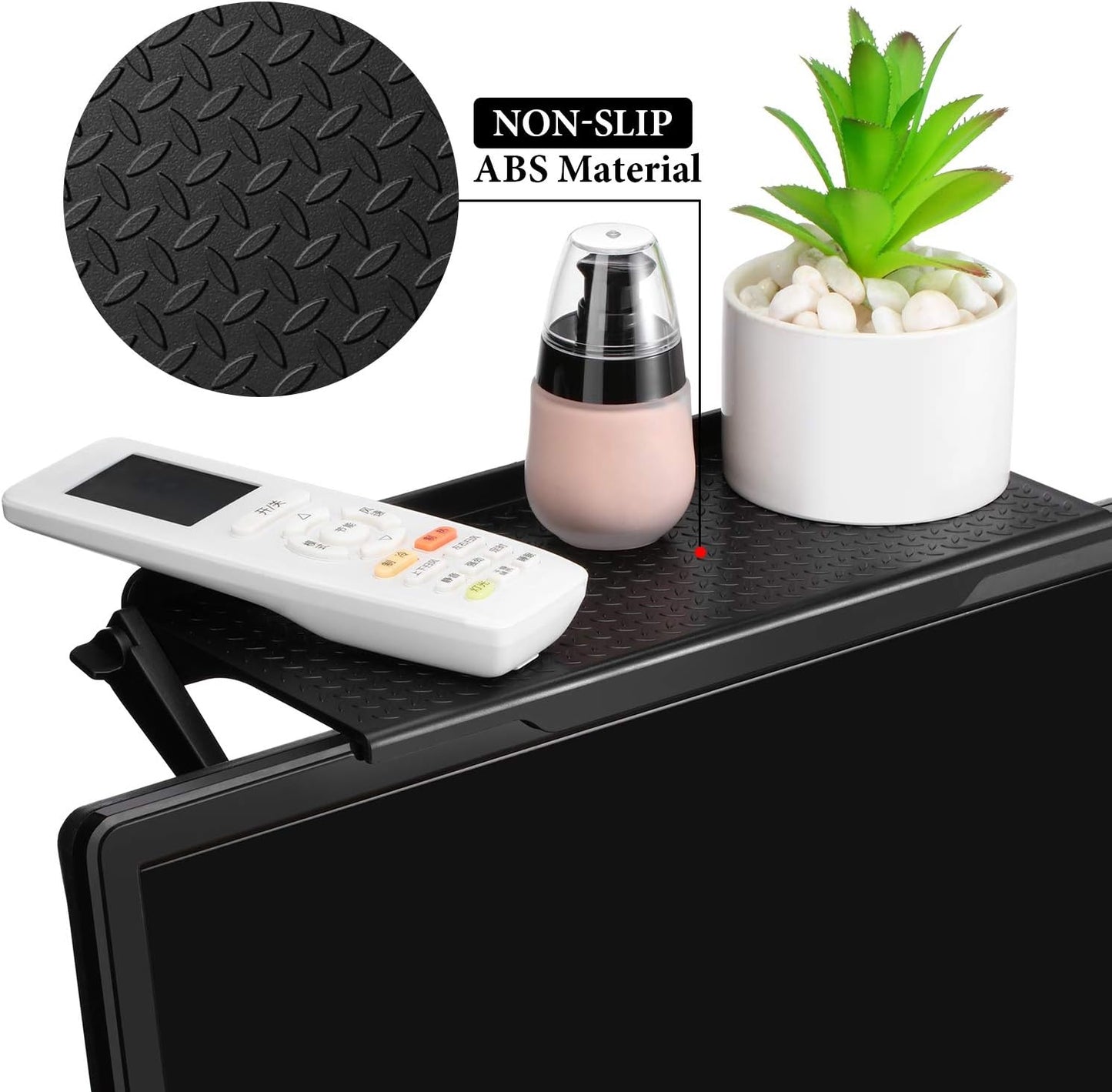 2 Home(11.8 4.7 Inch,Black) Blulu Pieces TV Top Shelf Adjustable Screen Shelf TV Monitor Top Bracket for Cellphone