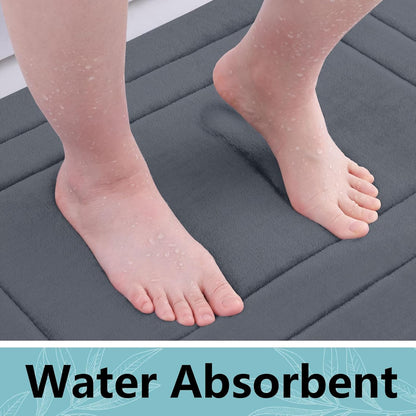 Arotive Memory Foam U-Shaped Toilet Rugs 24x20, Super Soft Absorbent Contoured Bath Mats, Dark Grey