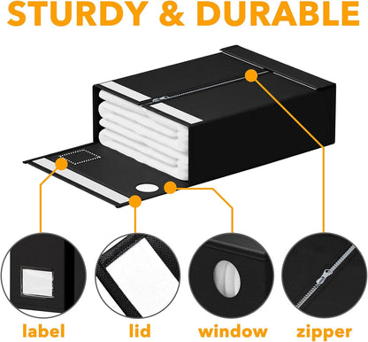 SpaceAid Bed Sheet Organizer - Foldable Storage with Window for Queen & King Size Bedding (Black)
