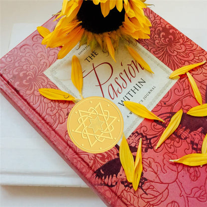 CRASPIRE 2 Inch Gold Embossed Envelope Seals Stickers Star of David 100pcs Embossed Foil Seals Adhesive Gold Foil Seals Stickers Label for Wedding Invitations Gift Packaging