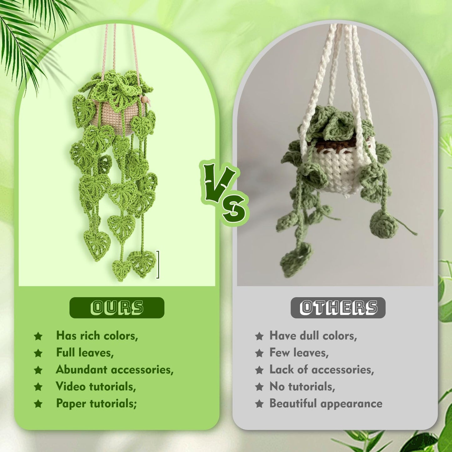 Kogyxe Beginners Crochet Kit, Amigurumi Crochet Starter Kits w Step-by-Step Video Tutorials, Hanging Potted Plants Knitting Starter Pack for Beginners Decoration, Plants Family (40%+ Yarn)