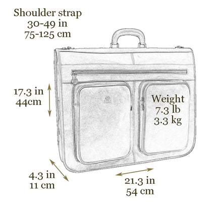 Time Resistance Leather Garment Bag - Slim Suit Duffel Carry-On Suitcase for Dress Protection (Brown)