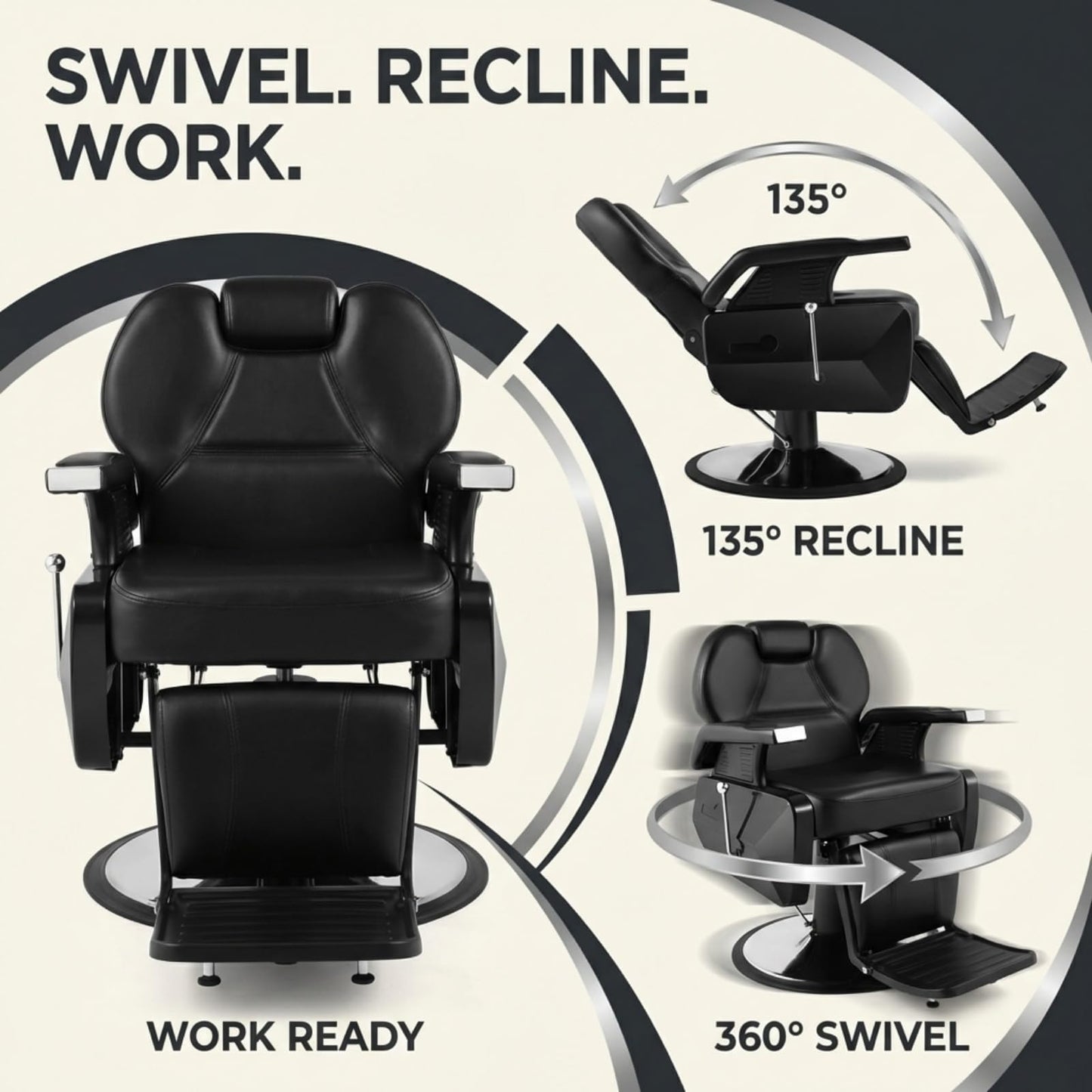 Artist hand Black All Purpose Hydraulic Recline Barber Chair Salon Beauty Styling Chair for Beauty Shop