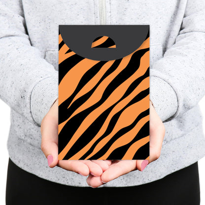 Big Dot of Happiness Tiger Print - Jungle Gift Favor Bags - Party Goodie Boxes - Set of 12