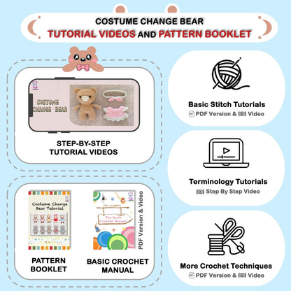 LoopMap Amigurumi Crochet Kit for Beginners with Removable Dress & Video Tutorials, DIY Bear Making Kit Includes Premium Yarn & Tools, Creative Gift for Adults Teens (Blue)