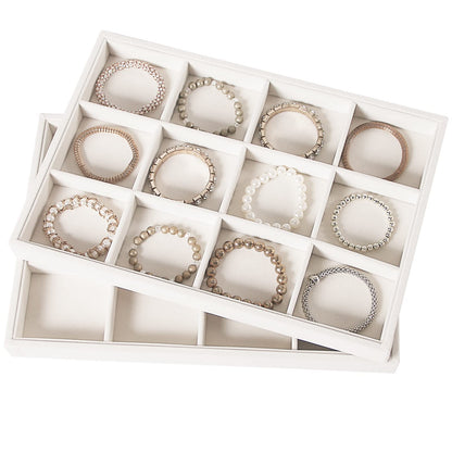 Coward 2PC Stackable 12 Grids Jewelry Organizer Tray Bracelet Display Stand for Selling Velvet Necklace Holder Earring Box Storage (12grid+12grid)