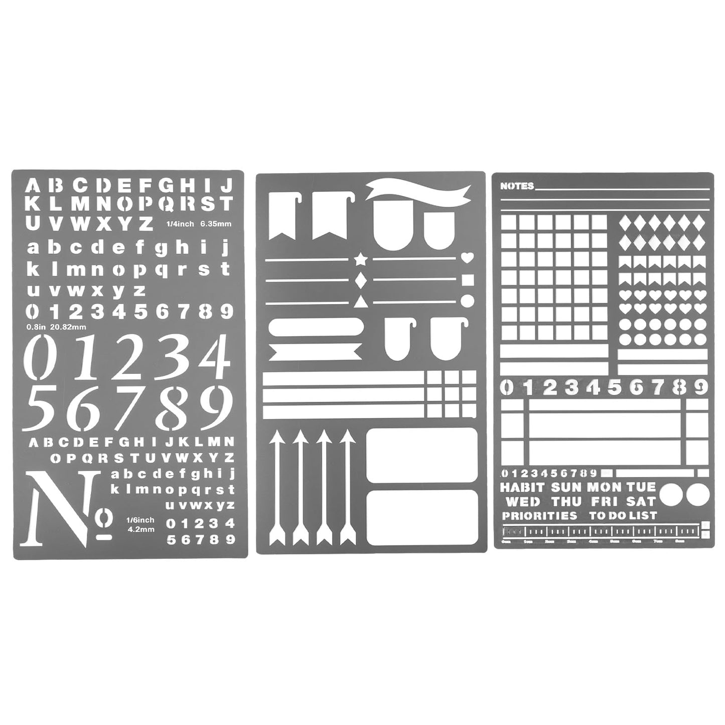 UCEC 3 Pack Metal Stencils for Journaling, Reusable Planner Stencils for Bullet Journal, Engraving & Scrapbooking, Metal Journal Templates for Habit Tracker, Calendar, Lists & DIY Crafts