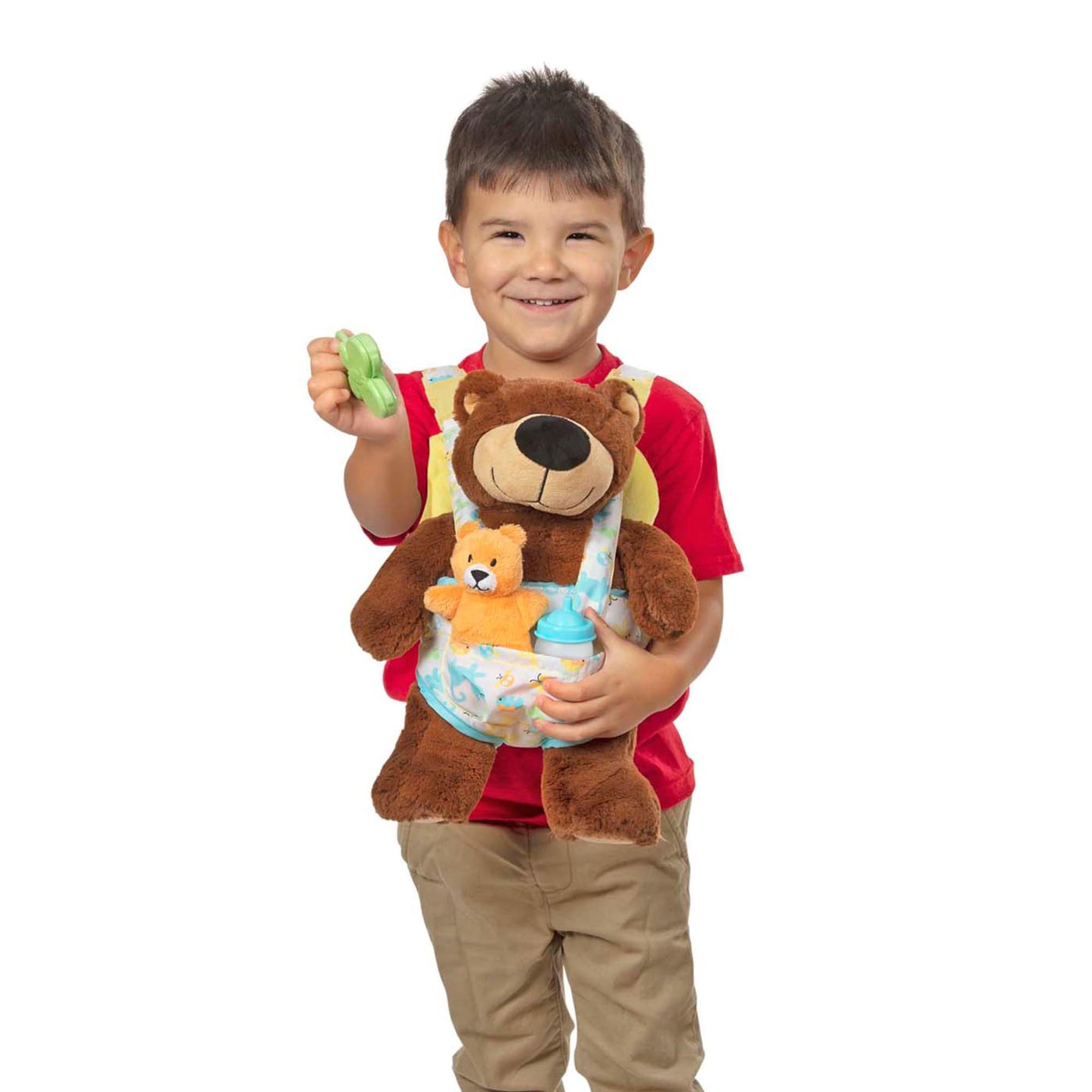 Melissa & Doug Mine to Love Carrier Play Set for Baby Dolls with Toy Bear, Bottle, Rattle, Activity Card