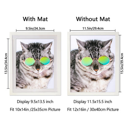 12x16 Picture Frame with 10x14 Mat Solid Wood Diamond Art Painting Frame 30x40cm Display Picture 10 x 14 with Mat or 12 x 16 Without Mat White 12x16 Frame for Poster Painting Print Photo Wall Hanging