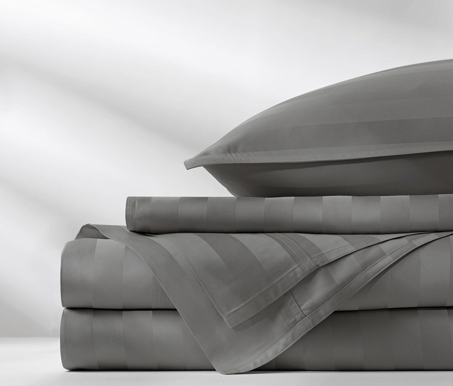 Pure Bamboo Queen Sheets - Luxuriously Soft & Cooling 100% Organic Viscose Bed Set | Jacquard Stone Color