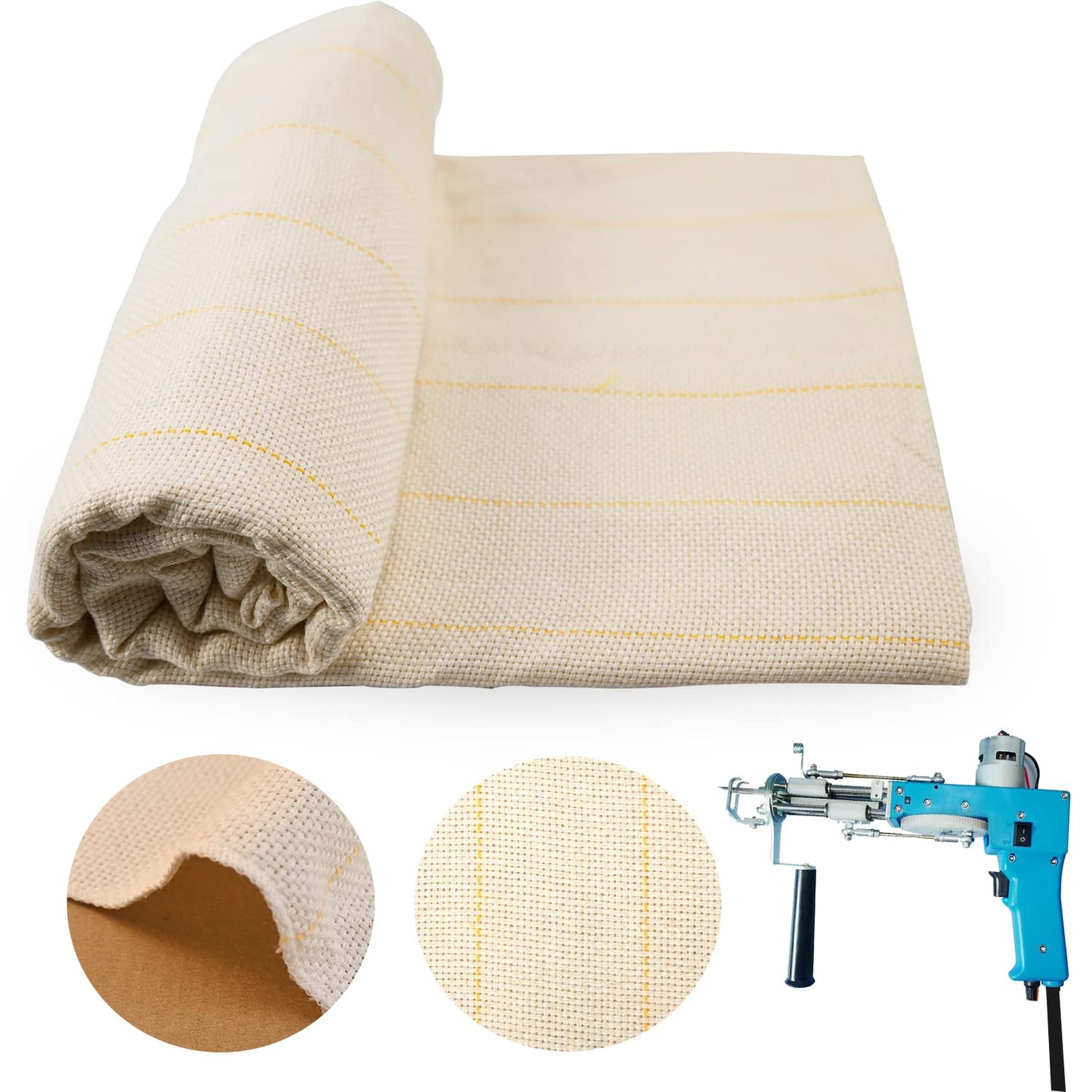 83" x 39" Upgraded Tufting Cloth with Overlocking Edges and Marked Lines | Large Monk's Cloth for Tufting Gun & Punch Needle | Tufting Fabric for Crafts, Punch Needle Projects