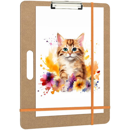 Drawing Board 13x17 Sketch Board with Handle, Portable Wooden Art Clipboard with Sturdy Clip and Rubber Bands, Lightweight Drafting Board Fits in Artists Tote for Sketching, Drawing & Painting