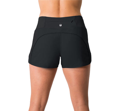 Tough Mode Womens 3" Lightweight Running WOD Volleyball Shorts Workout Mesh Liner Zip Pocket Black