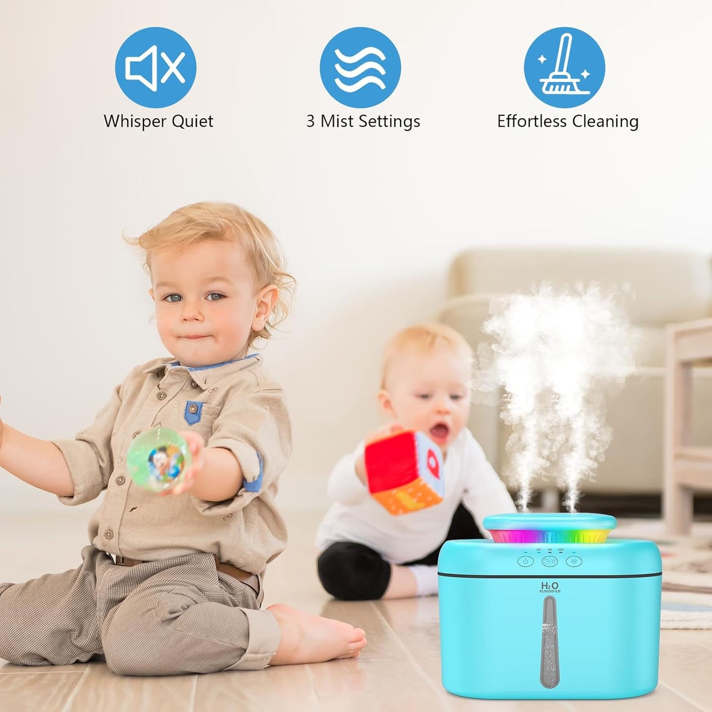 2.5L 16 SZO Humidifiers for Bedroom, Capacity, Auto Shut-Off, Easy to Fill & Clean, dB Quiet Ultrasonic Humidifier