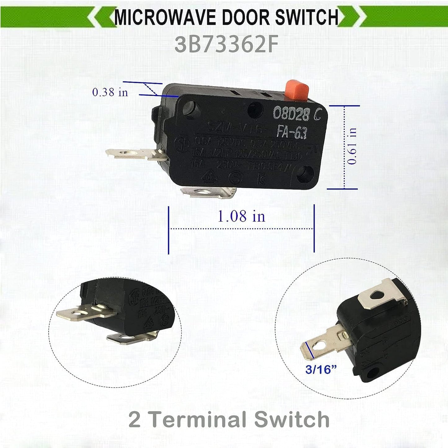 LONYE SZM-V16-FA-63 Microwave Door Switch for LG GE Microwave Oven SZM-V16-FD-63