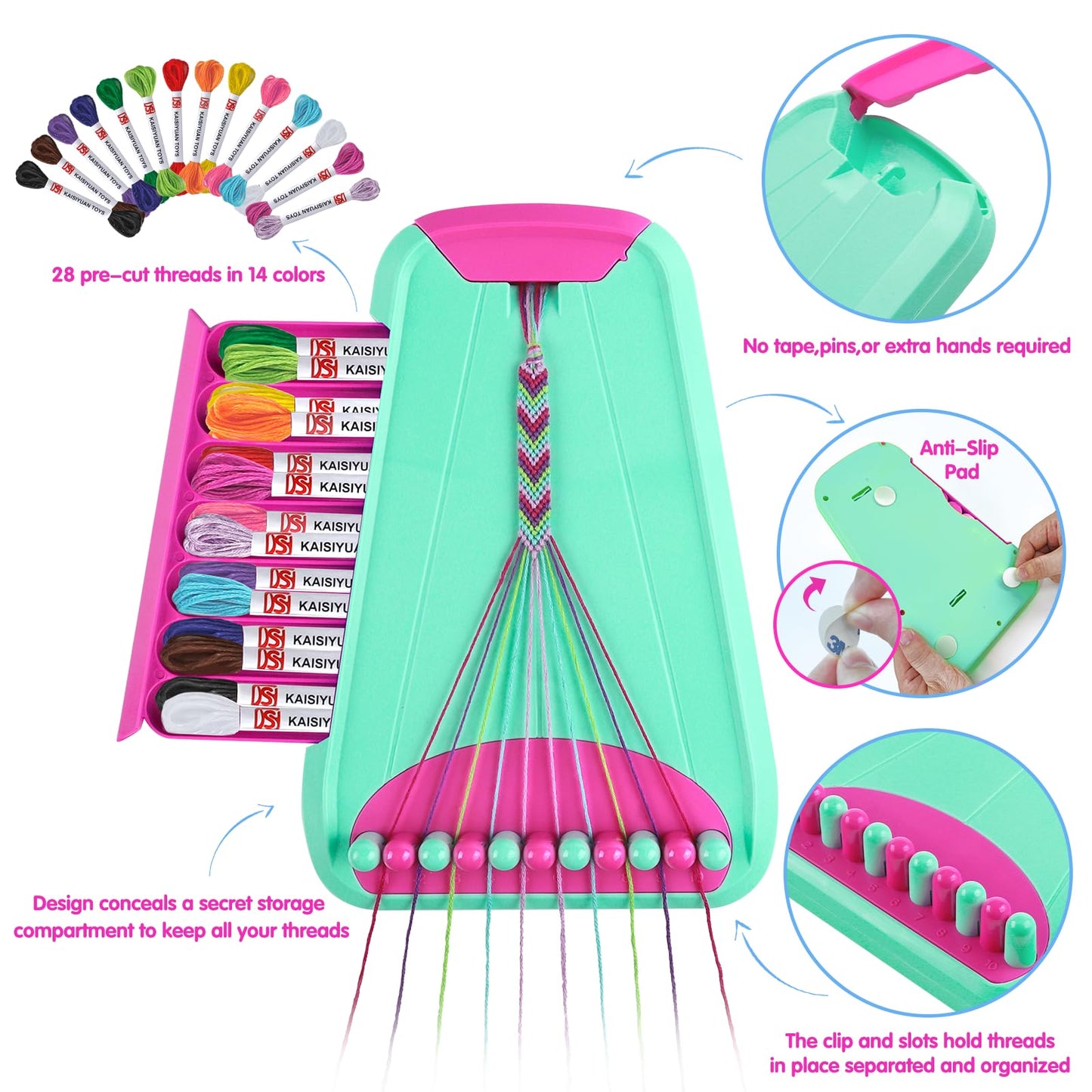 Friendship Bracelet Making Kit for Girls Ages 8-12, Kids Jewelry Making Kit with 28 Pre-Cut Threads and Letter Beads, Arts and Crafts for Kids, Birthday Easter Gifts for 6 7 8 9 10 11 12 Year Old