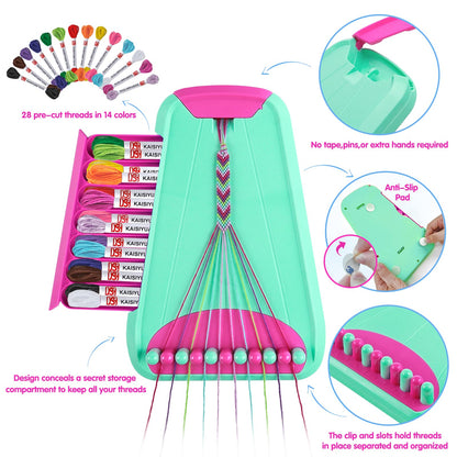 Friendship Bracelet Making Kit for Girls Ages 8-12, Kids Jewelry Making Kit with 28 Pre-Cut Threads and Letter Beads, Arts and Crafts for Kids, Birthday Easter Gifts for 6 7 8 9 10 11 12 Year Old