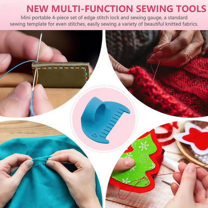 4pcs Edge Stitch Lock and Sewing Gauge, Four Color Edge Sewing Lockranding Tool, 3mm and 4mm Edge Sewing Tool, Edge Sewing Tool