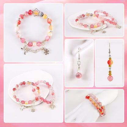 Glass Beads for Jewelry Making, 18 Colors Glass Beads for Bracelets Making kit Including 2-8mm Bead spacers/Lava Beads/Stone Rock DIY Jewelry Making Supplies for Adults, Bracelets Earring Making kit