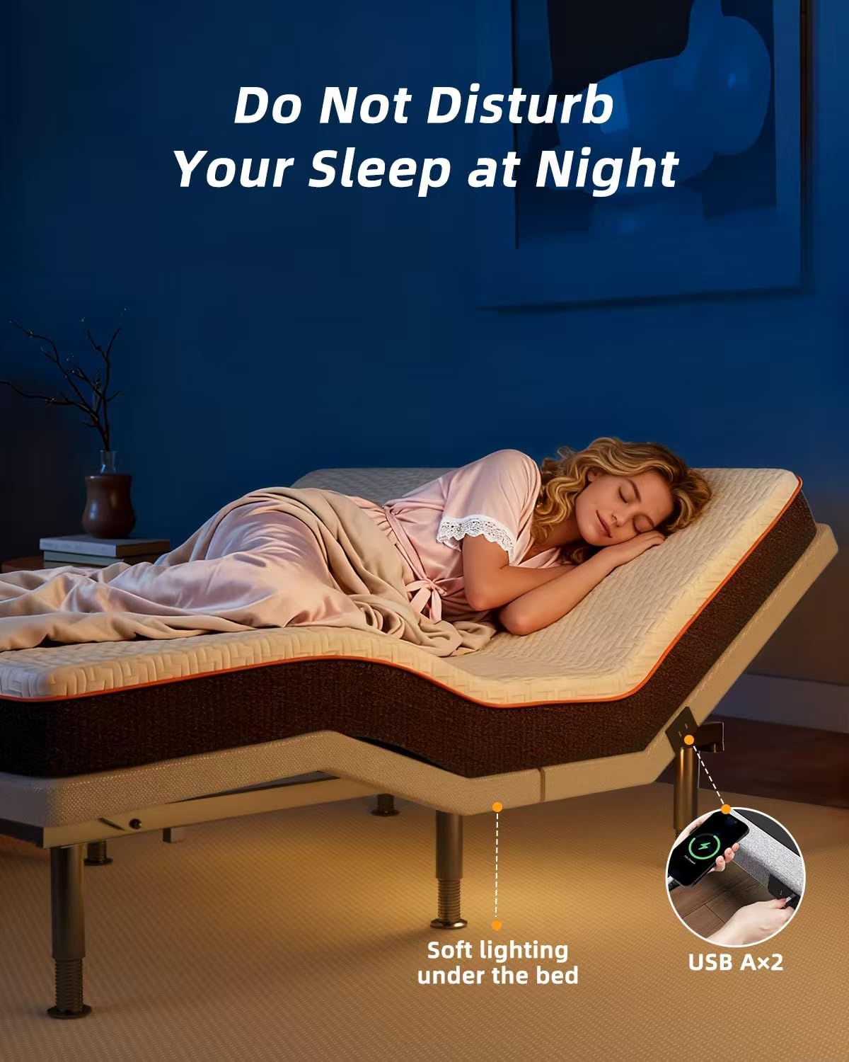 Yireehome Electric Full Size Adjustable Bed Frame with Wireless Remote, USB, Head & Foot Incline, Underbed Lighting, Heavy Duty Platform - Easy Assembly, Zero Gravity, Quiet Motor - Metal BedFrame