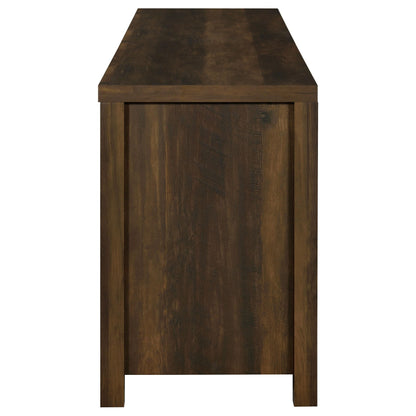 Coaster Home Furnishings - Madra - Engineered Wood - 79-Inch TV Stand with Sliding Barn Doors, 2 Open Shelves - Living Room - Dark Pine - 736273