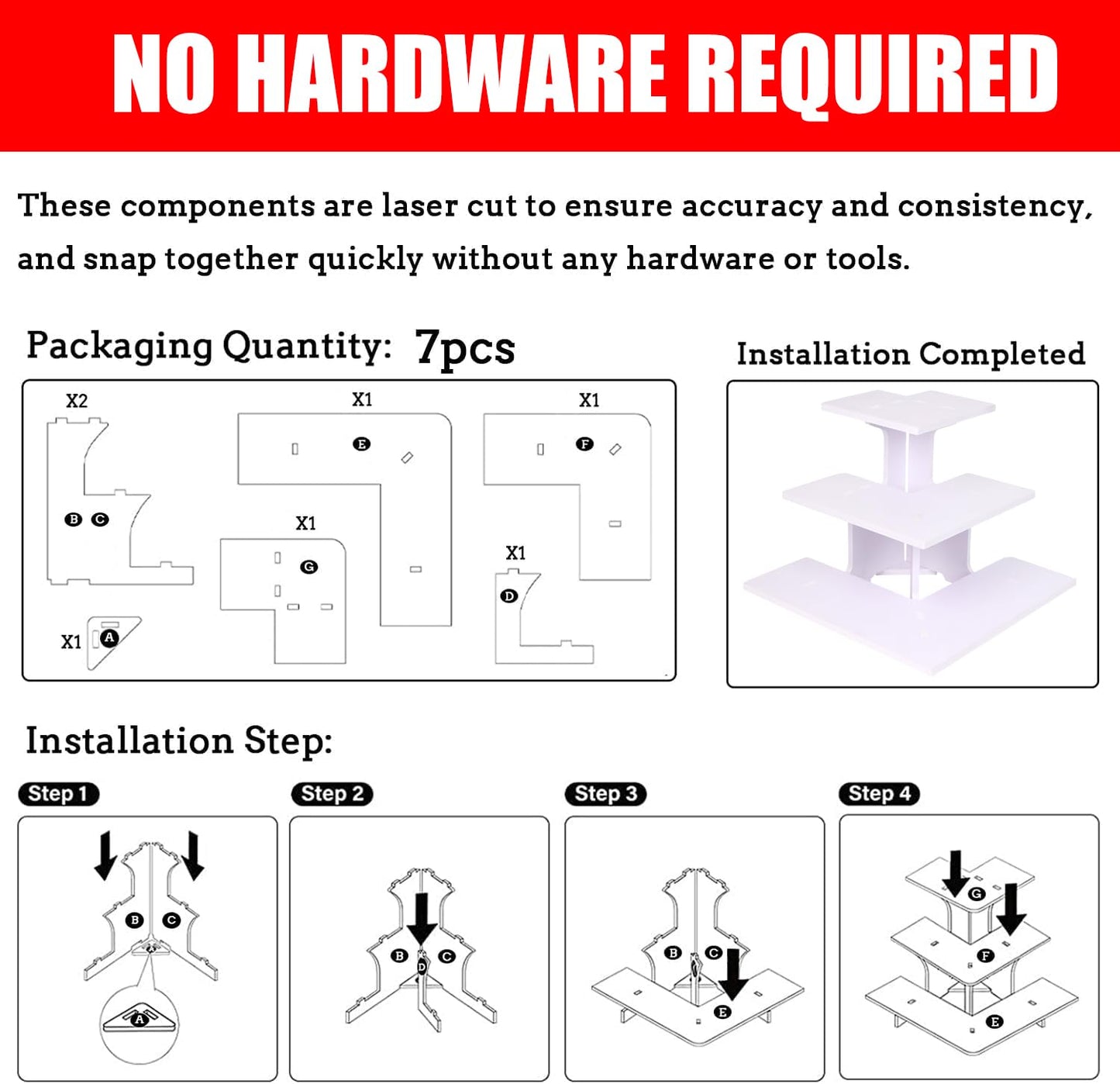 HAOWUJIN 3 Tier Corner Retail Display Stand Portable Product Shelves, White Store Retail Display Stand, Cupcake Stand, Candle Tumbler Display Rack for Craft Shows, Trade Shows, Farmers Market