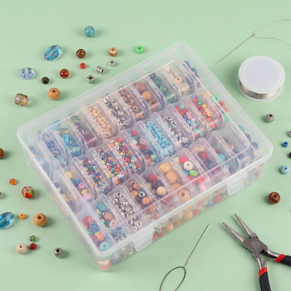Hushee 4 Pack Bead Organizer Box, 120 Pcs Total Small Clear Plastic Bead Storage Containers with Hinged Lid, Stackable Craft Case for Jewelry, Seed, Diamond Painting DIY Supplies (30 pcs per Box)