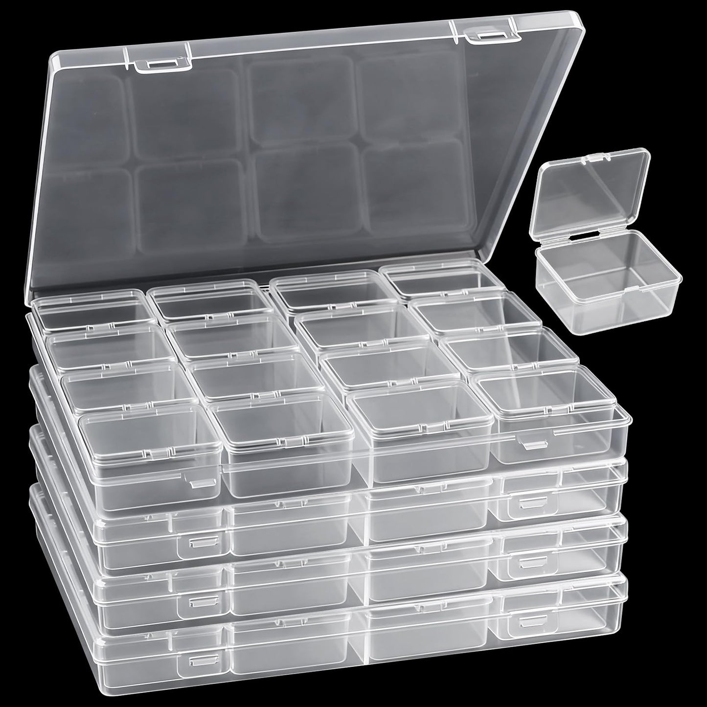 Bead Organizer Box, 64Pcs Compartment Clear Plastic Craft Organizers and Storage Containers with Hinged Lid, Jewelry Making & Diamond Painting Art Supplies Organizer for Beads and Small Parts