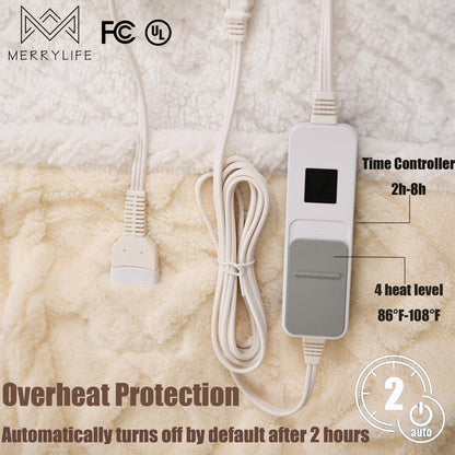 MERRYLIFE Heated Blanket Cozy Soft Electric Blanket with 4 Heating Levels&8 Hours Auto Off Overheat Protection Machine Washable UL&FCC Certification Use for Home Couch (Cheetah,50" 60")