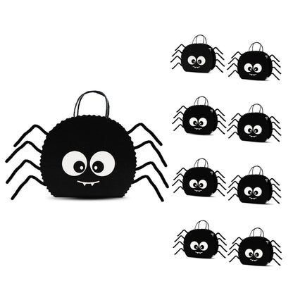 Cheerland Halloween Spider Party Favors Gift Bag With Straw Legs Trick Or Treat Bags Black Halloween Goodie Bags Spooky Theme Cute Birthday Party Decorations Candy Gift Bday Supplies (Pack Of 8)