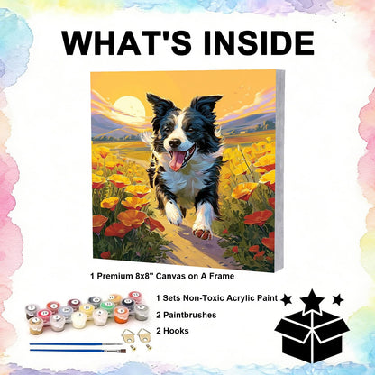 TBAIRO Framed Paint by Numbers Kit for Adults Beginner Dog DIY Painting Kits for Kids Ages 8-12 Animals Easy Adult Paint by Number Kits on Canvas for Wall Art Decor 8x8 Inch