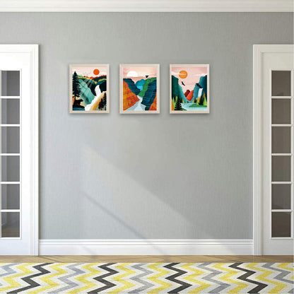 National Park Poster Set of 4, Nature Wall Art Prints for Home Decor, Grand Canyon, Sierra Nevada, Olympic Parks